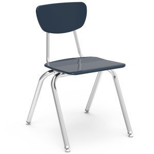 Virco 3000 Series 18" Chair, Navy Seat, Chrome Frame