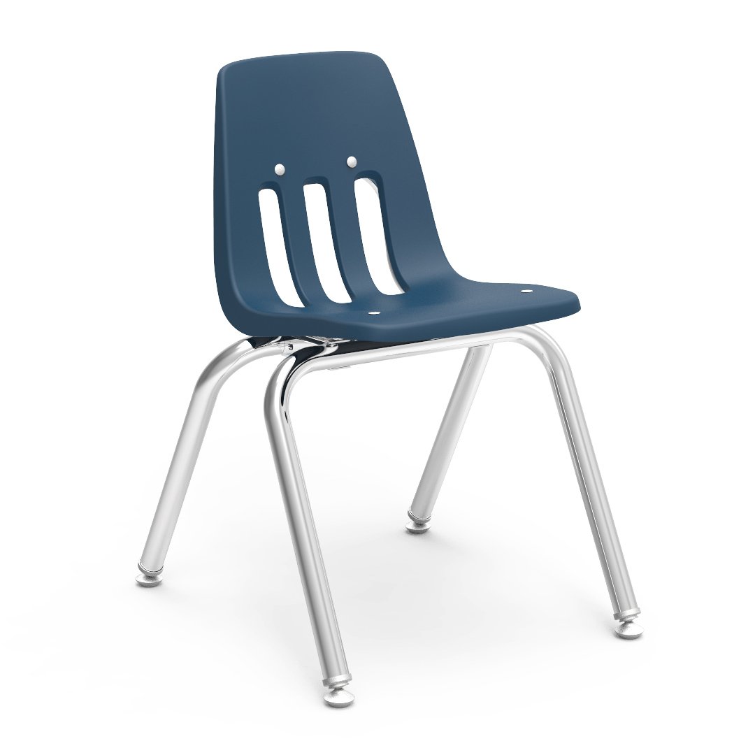 Virco 9000 Series 14″ Classroom Chair, Navy Seat, Chrome Frame, K – 2nd Grade