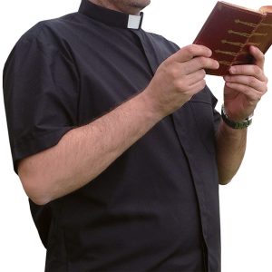 Solivari Short Sleeve Clergy Shirt Tab Collar Poly-Cotton Black