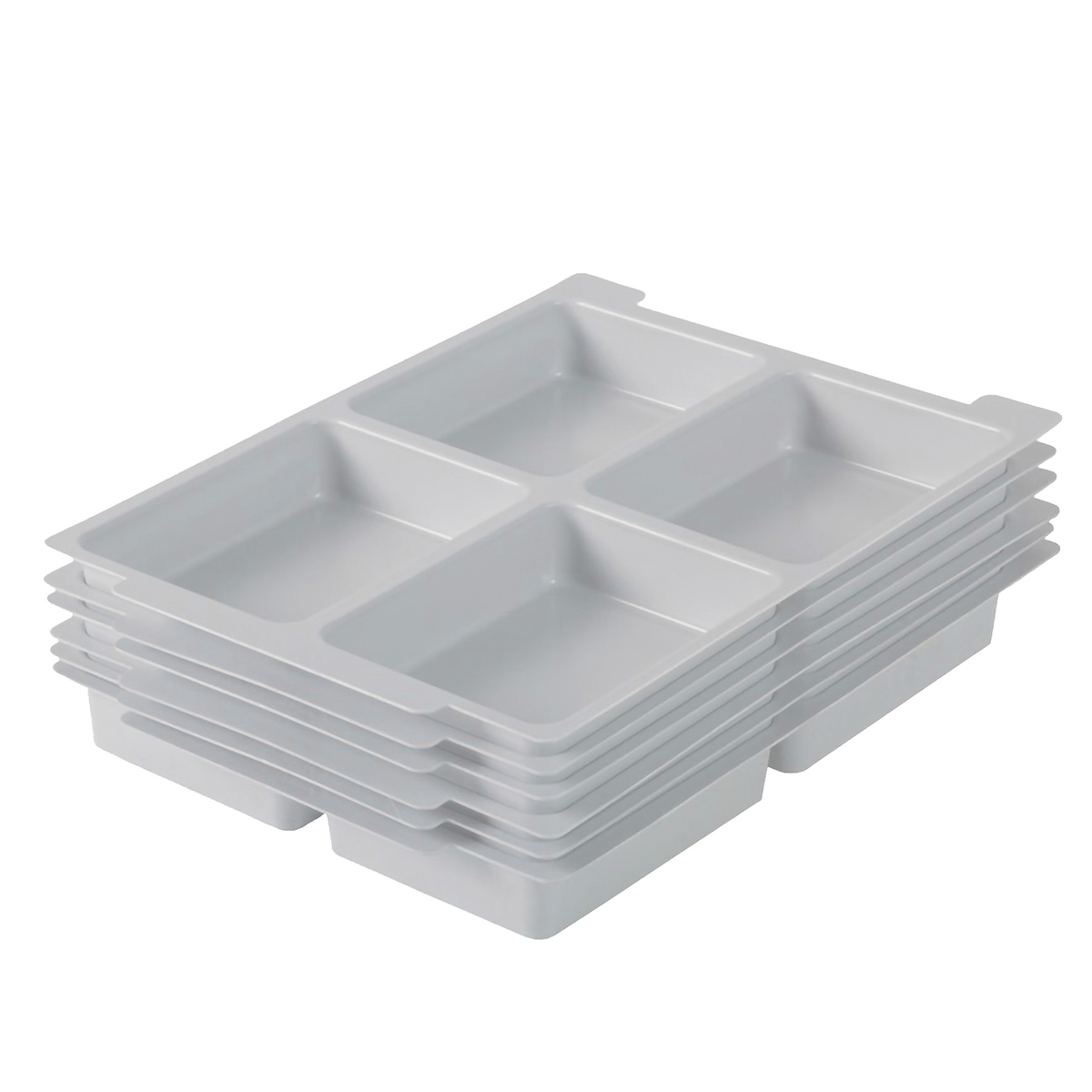 Gratnells Molded 4-Section Insert for Shallow F1 Tray, Dove Grey, Pack of 6