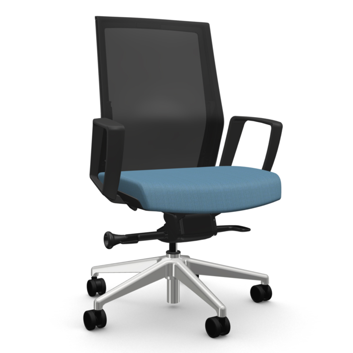 AMQ ZILO Chair – Black Backrest, Loop Arms, Aluminum Base